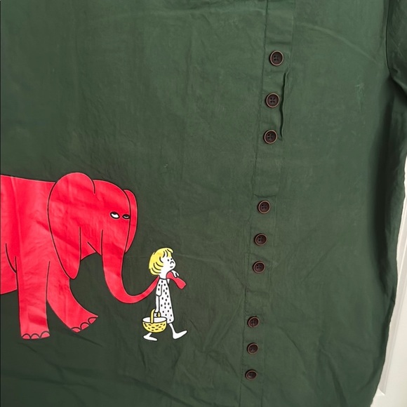 Vintage Red Elephant Green Short Sleeve Top - Picture 3 of 14